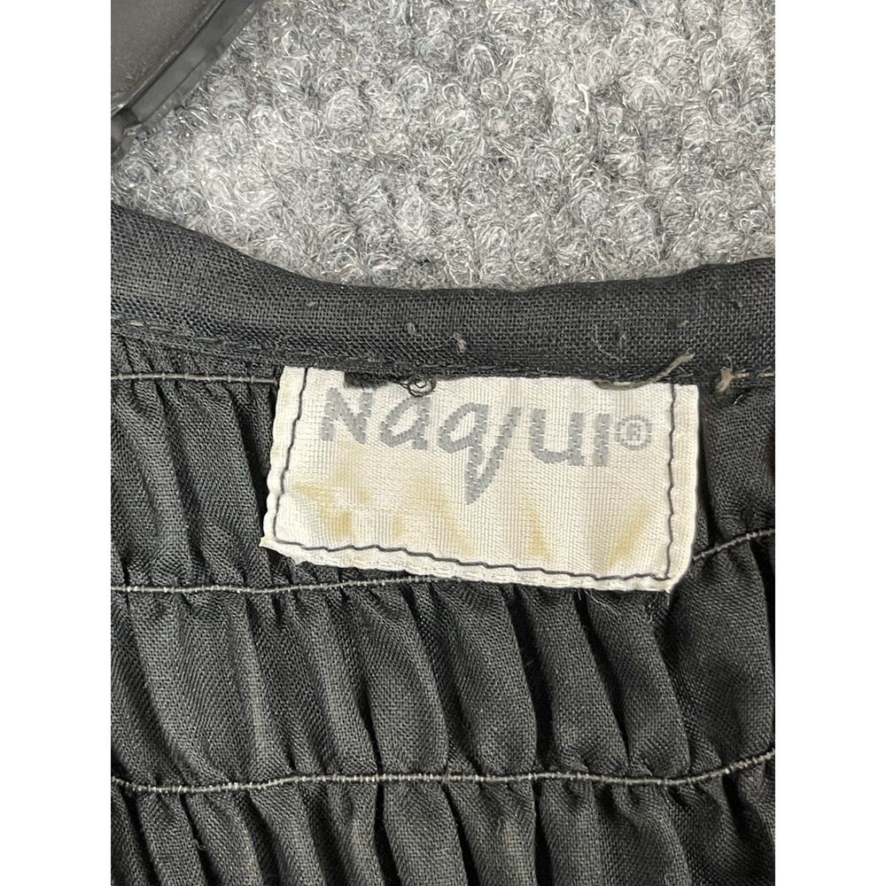 Ventage NAQUI Crushed and Smocked Black Knee Length Dress Jewel Neck L - Picture 11 of 12